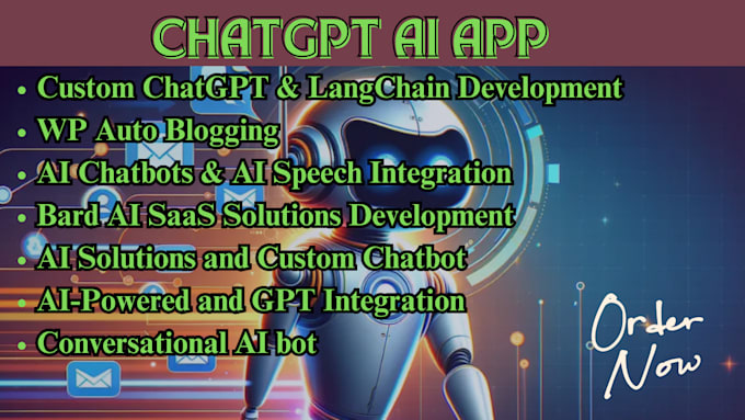 Gig Preview - Bard chat gpt bot langchain ai saas software solution, ai speech, auto blogging