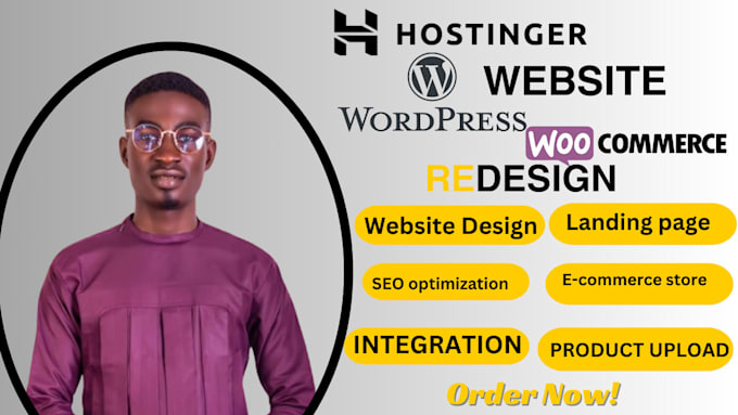 Gig Preview - Design hostinger website redesign hostinger woocommece website wordpress website