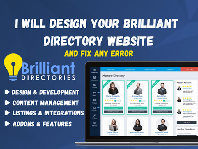 Gig Preview - Design business directory website directory listing brilliant directory website