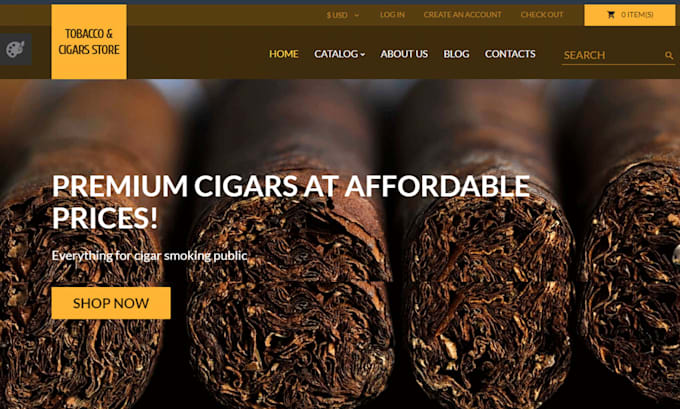 Gig Preview - Make you a cigar shopify website or cannabis, tobacco website