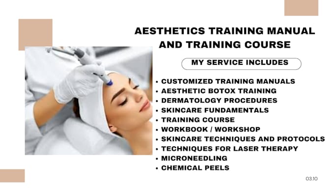 Gig Preview - Create medspa, aesthetic botox, dermatology, skincare training manual and course