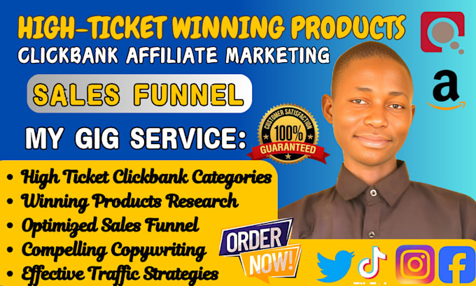 Gig Preview - Do high ticket winning products clickbank affiliate marketing sales funnel