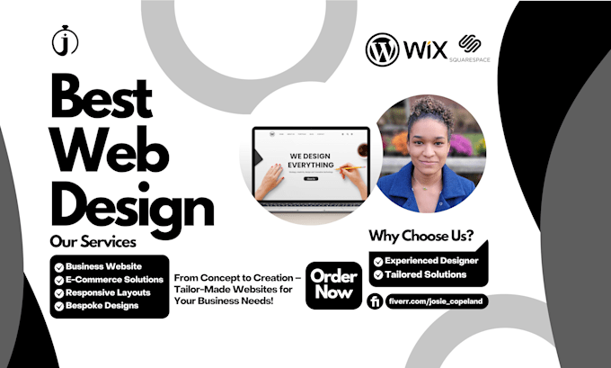 Gig Preview - Design business, blog, ecommerce website on wix, wordpress, squarespace, duda