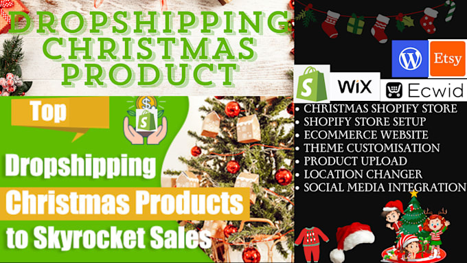 Gig Preview - Christmas dropshipping, bigcartel, woocommerce, godaddy, christmas shopify store