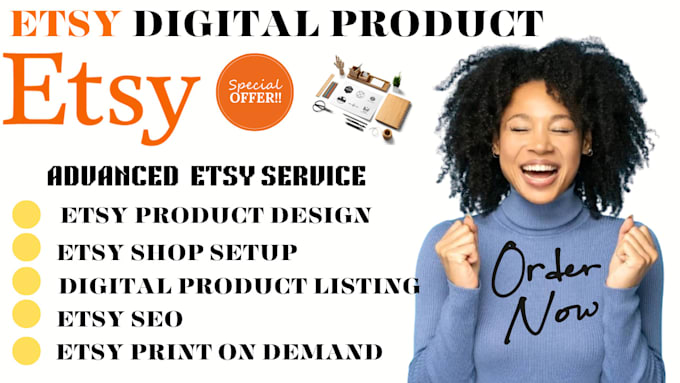 Gig Preview - Do etsy digital product setup etsy shop with etsy seo etsy digital pod website