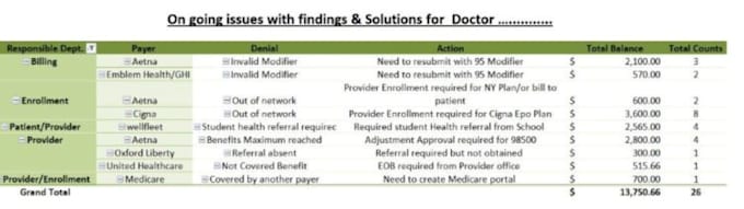 Gig Preview - Do medical billing  free audit and forecast payment trends