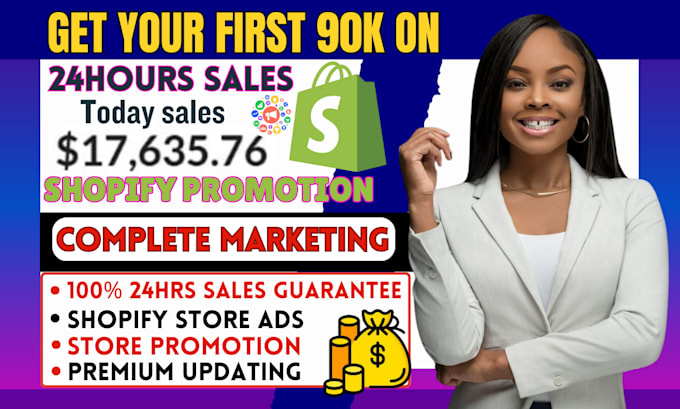 Gig Preview - Do highticket shopify store promotion, shopify marketing, sales connect ads