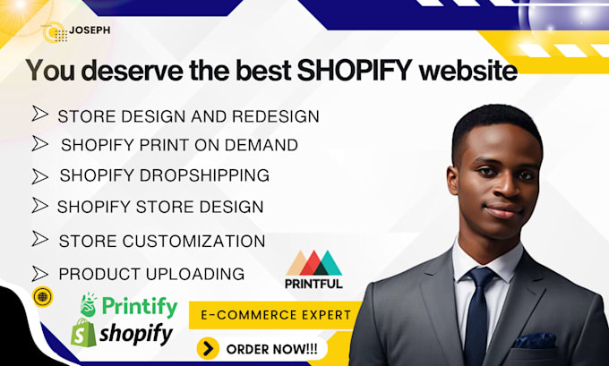 Gig Preview - Shopify ecommerce website,dropshipping website and shopify website design