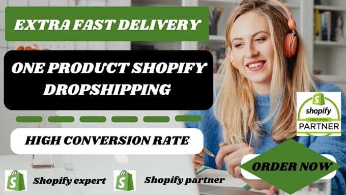 Gig Preview - Setup one product shopify dropshipping store shopify website design redesign web