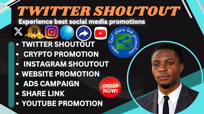 Bestseller - do shoutout promote website share link to 90m yt twitter ig app crypto