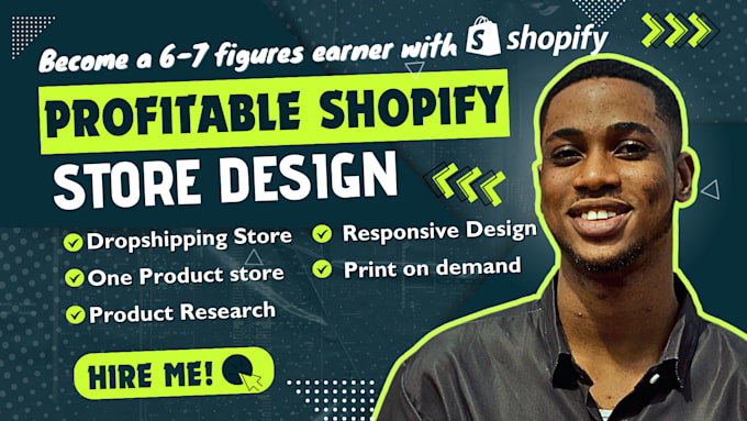 Gig Preview - Design branded shopify dropshipping store, shopify ecommerce website design