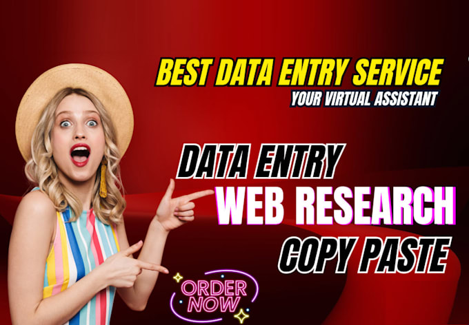 Gig Preview - Be your virtual assistant for data entry, data mining, copy paste, web research