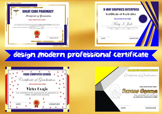 Gig Preview - Design a professional certificate for you