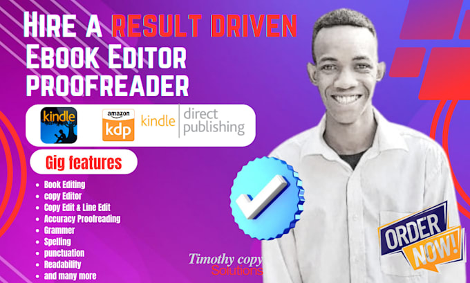 Gig Preview - Book editing or proofread fiction and nonfiction ebook writing for amazon kdp