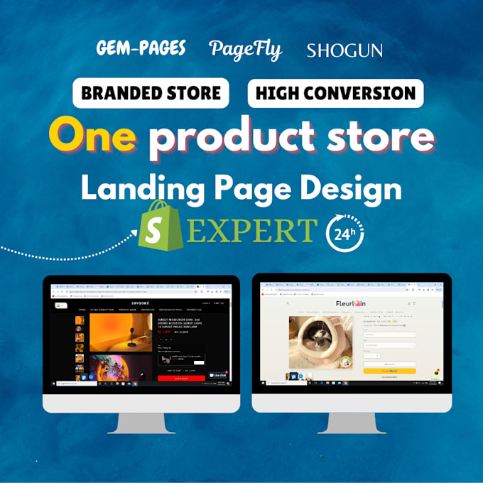 Gig Preview - Make shopify one product store or landing page by pagefly, gempages