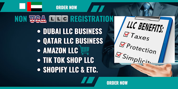 Gig Preview - Llc in dubai llc business llc registration non USA llc tik tok shop amazon llc