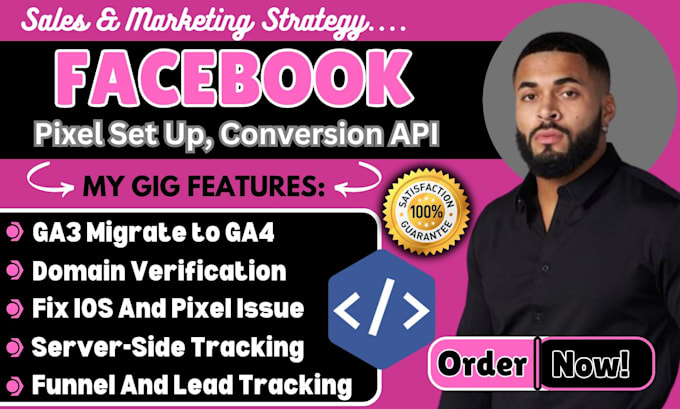 Gig Preview - Setup meta facebook pixel shopify, conversion API, ga4, GTM, fix pixel, tiktok