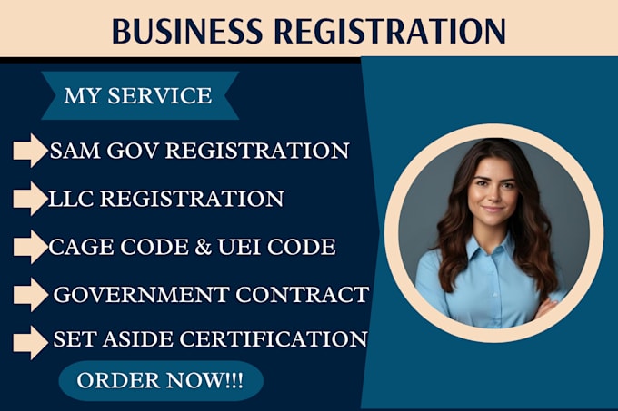 Gig Preview - Do cage code, register with sam gov, uei ,llc, and government contract process