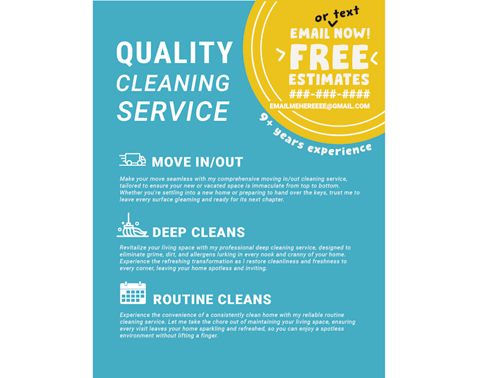 Gig Preview - Create a cleaning services flyer