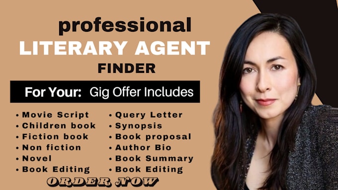 Gig Preview - Find you active literary agent, write query letter, book summary, author bio