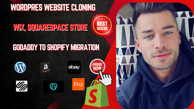 Gig Preview - Wordpress website cloning wix squarespace store godaddy to shopify migration