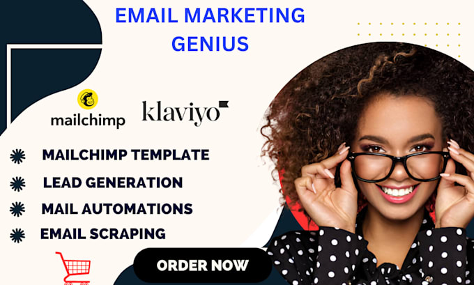 Gig Preview - Email template design shopify kalviyo automation setup mailchimp email campaign