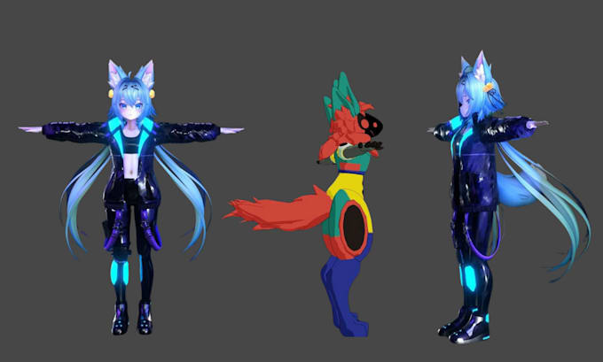 Gig Preview - Rig model vr chat avatar 3d vtuber nsfw 3d furry vrm avatar vrc vroid