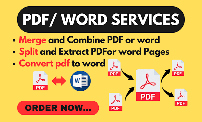 Gig Preview - Merge, combine, split, and extract multiple pdf pages or word documents