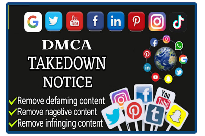 Gig Preview - Remove nagetive defaming harassing from ig fb yt x google tiktok reddit by dmca