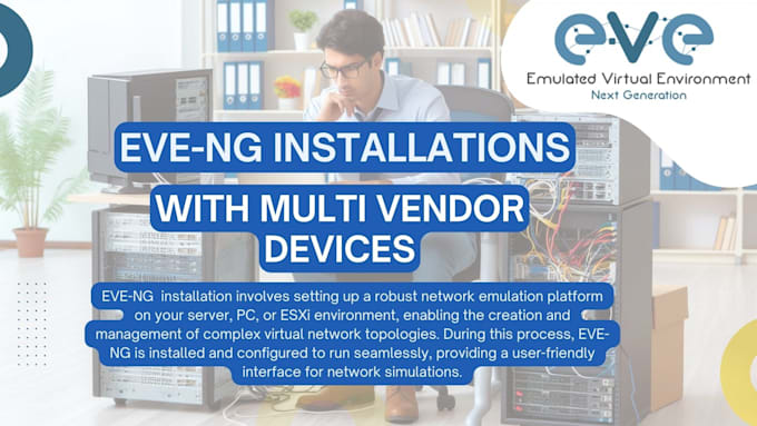 Gig Preview - Setup eve ng on server or pc with multi vendor devices for network emulation