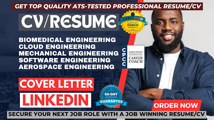 Gig Preview - Write engineering resume, cloud, biomedical, software, aerospace engineering CV