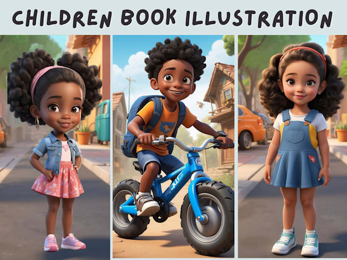 Gig Preview - Design 3d african american children book illustrations and book cover