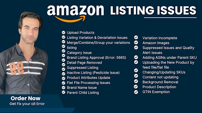 Gig Preview - Fix amazon listing issues, amazon listing errors, variation listing