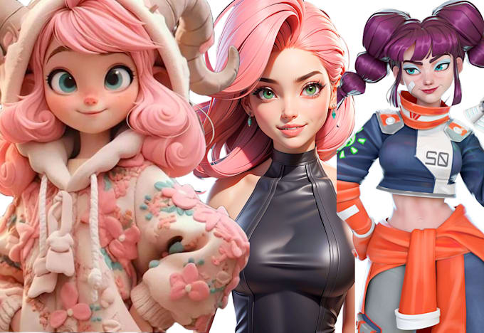 Gig Preview - Stylized 3d cartoon character design 3d character model 3d toy 3d print or video