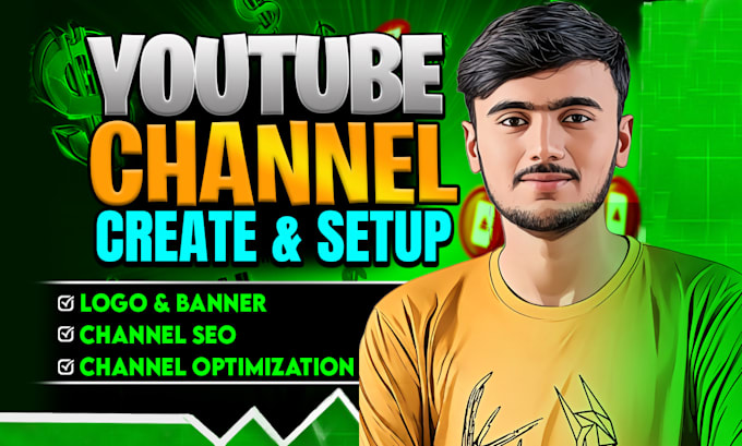 Gig Preview - Create and setup youtube channel with logo, banner, and SEO