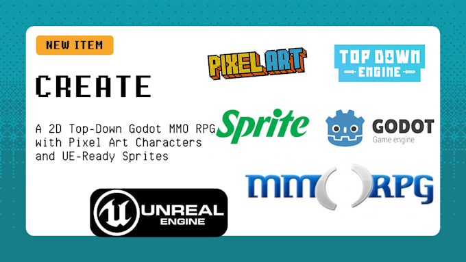 Gig Preview - Create 2d top down, godot, mmo rpg,  pixel characters, and unreal engine sprite