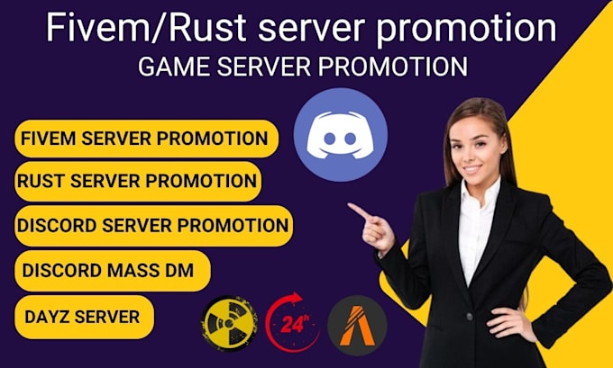 Gig Preview - Do rust, dayz, fivem server promotion discord server promotion fivem server ads