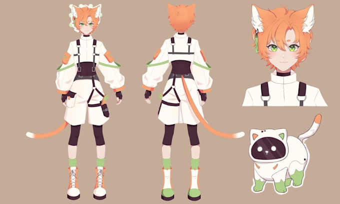 Gig Preview - Draw character reference sheet for your oc ref sheet, vtuber, furry art design