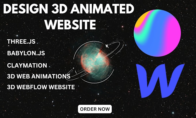 Gig Preview - Webflow landing page 3d animated website 2d spline 3d animated webflow 3d lottle