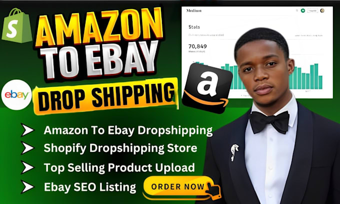 Gig Preview - Do amazon to ebay dropshipping, ebay listing walmart shopify dropshipping store