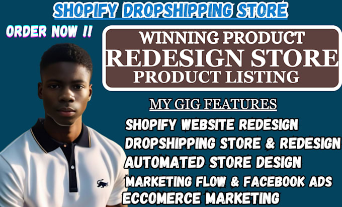 Gig Preview - Create, redesign shopify store, shopify dropshipping store, shopify website