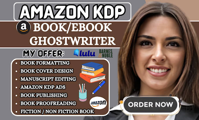 Gig Preview - Ebook ghostwriter amazon kdp book publishing ghostwrite ebook book writing