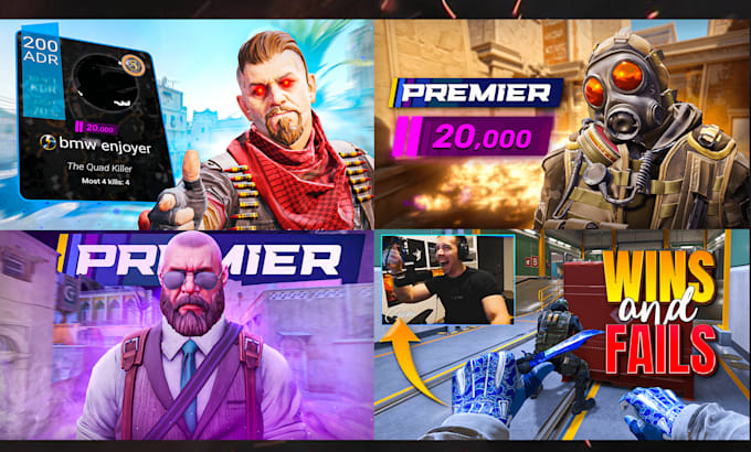 Gig Preview - Make eye catching cs2 thumbnails within 24 hours