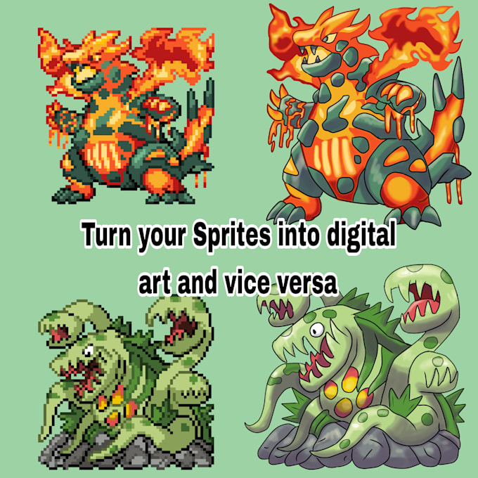 Gig Preview - Turn your sprites to digital art or vice versa