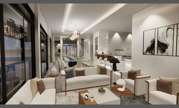 Gig Preview - Create exclusive an interior exterior design 3d render