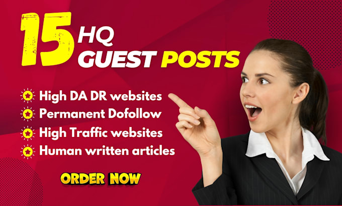 Gig Preview - Do 15 HQ guest posts, USA guest posts, and high da dofollow guest posts