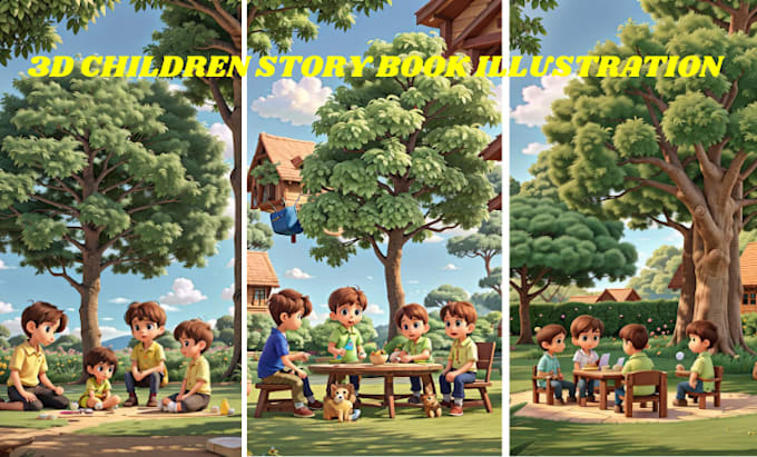 Gig Preview - Create 3d american african chidren book illustration kid story book illustration