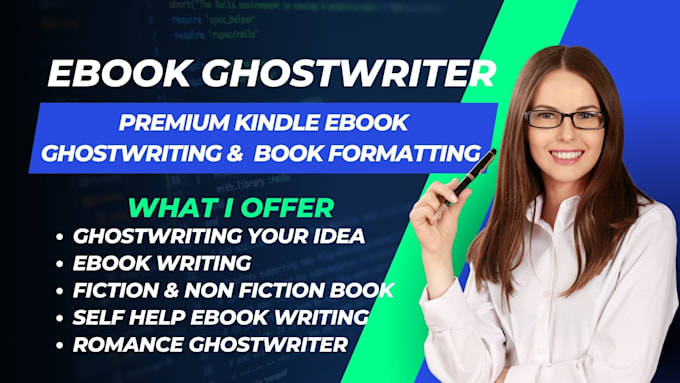 Gig Preview - Ghostwrite self help books,  fiction or non ghostwriter, ebook writer, romance