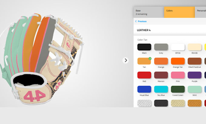 Gig Preview - Develop 2d,3d configuration for bassball glove, softball glove on zakeke,shopify