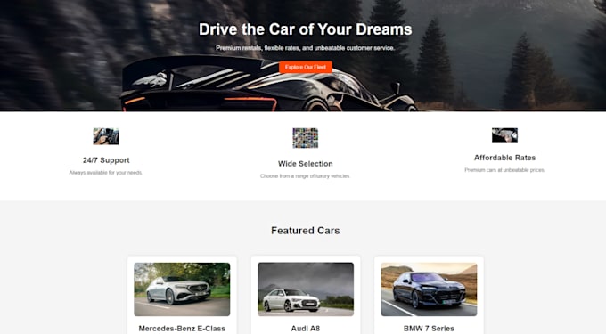 Gig Preview - Build car rental website, car rental, rental website, car rental wordpress, app